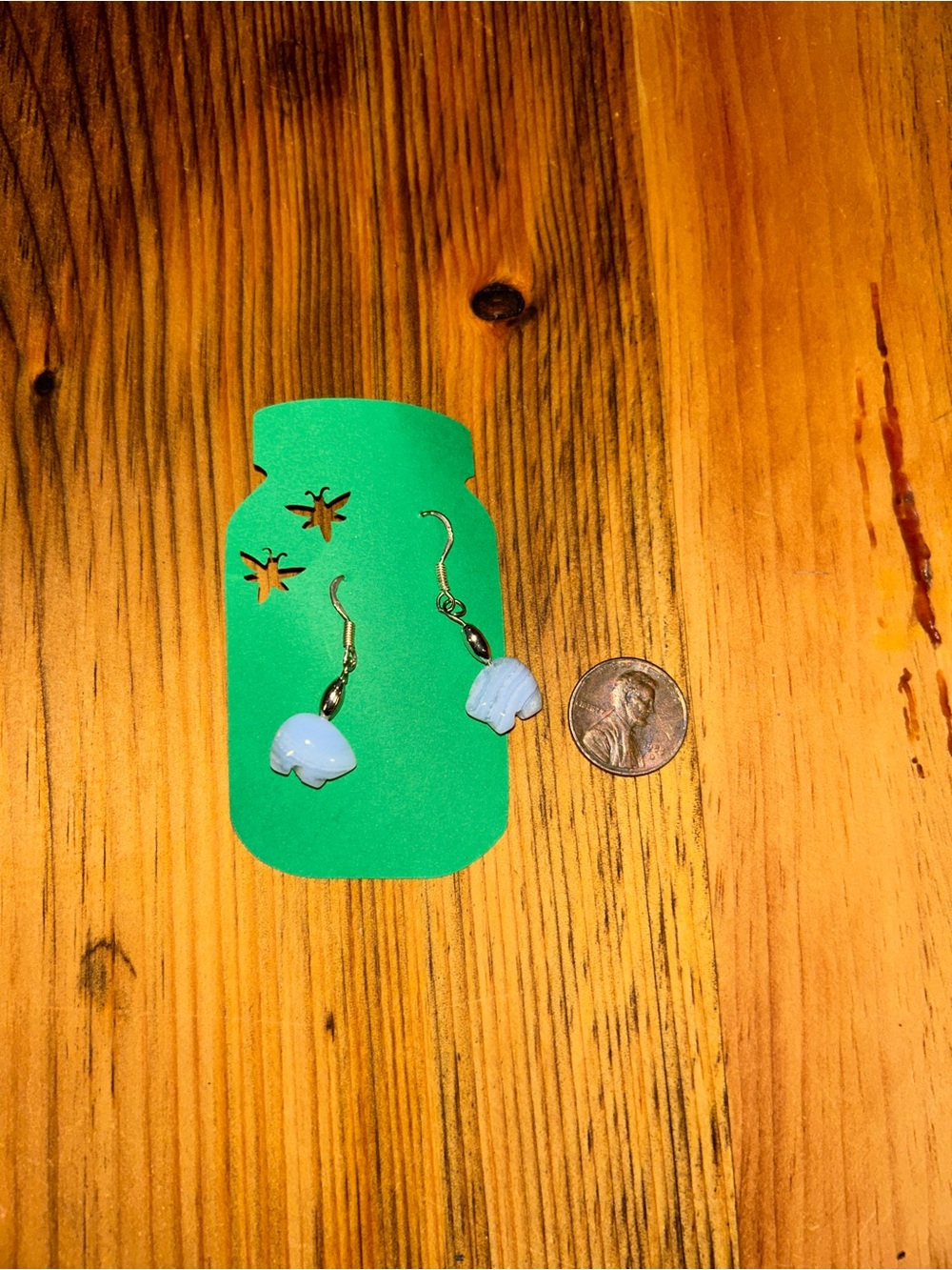 Blue Glass Bear Drop Earrings - Unbranded